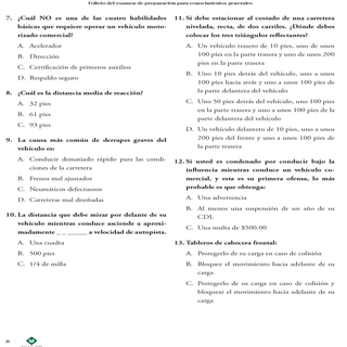 Examen de preparación para la CDL: Conocimientos Generales