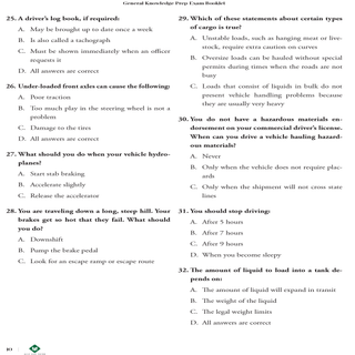 CDL PREP EXAM: GENERAL KNOWLEDGE