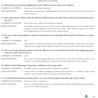 CDL PREP EXAM : HAZ MAT ENDORSEMENT