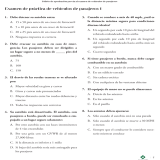 Examen de preparación para la CDL: Aprobación del pasajero