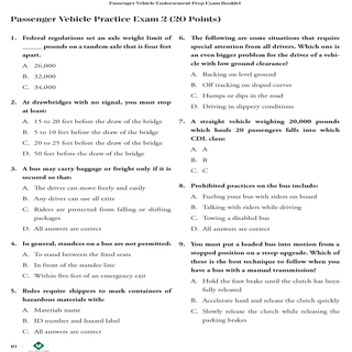 CDL PREP EXAM : PASSENGER ENDORSEMENT