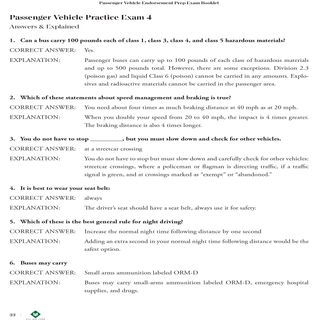 CDL PREP EXAM : PASSENGER ENDORSEMENT