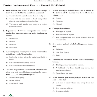 CDL PREP EXAM : TANKER ENDORSEMENT