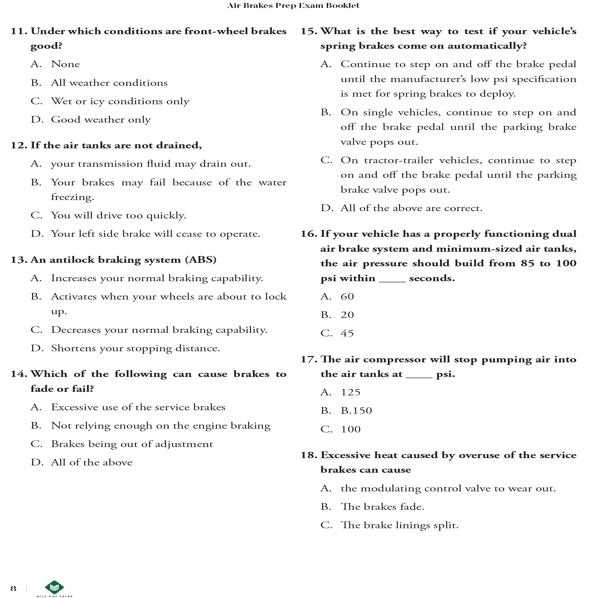 EXAMEN DE PREPARACIÓN CDL: FRENOS DE AIRE