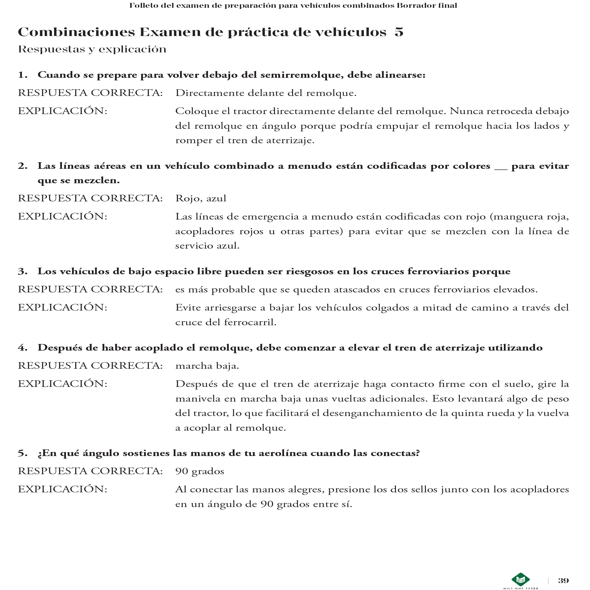 Examen de preparación para la CDL: Vehículo combinado