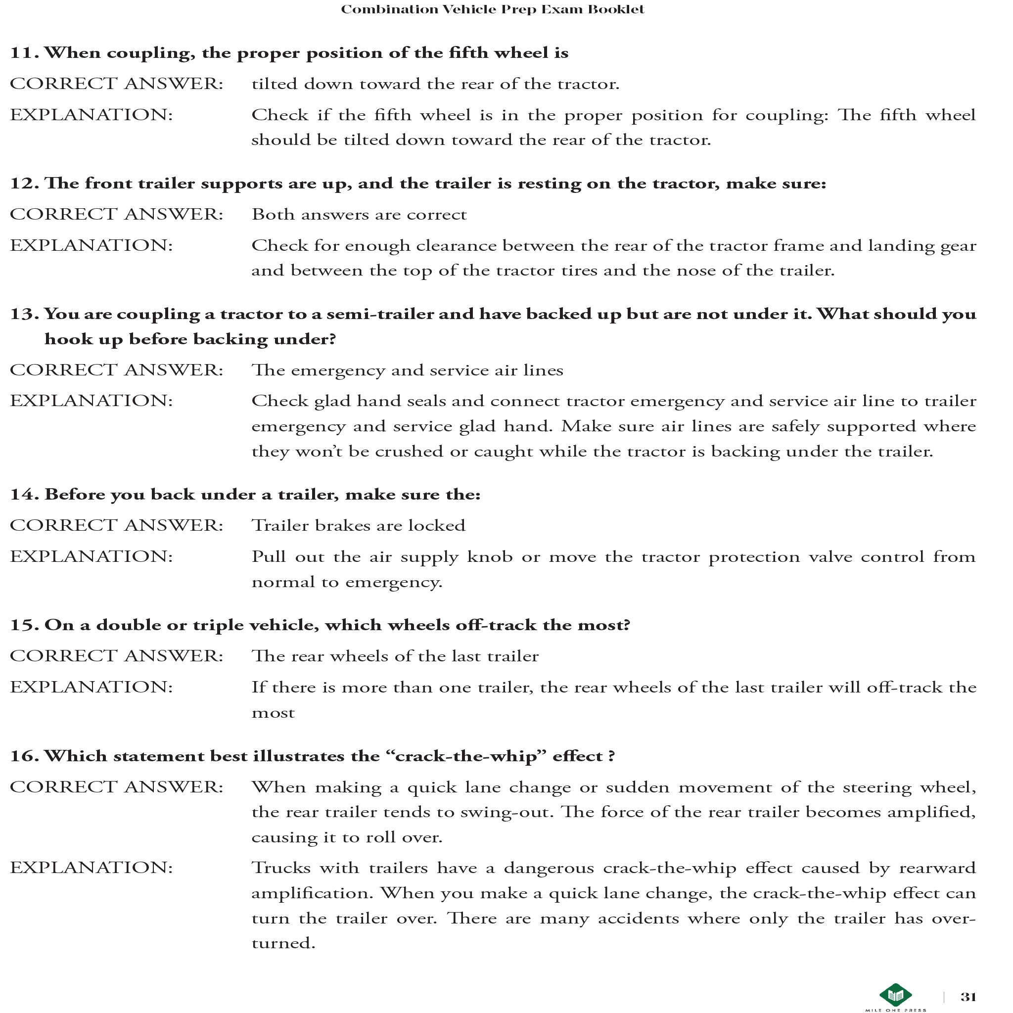 EXAMEN DE PREPARACIÓN CDL: VEHÍCULO COMBINADO