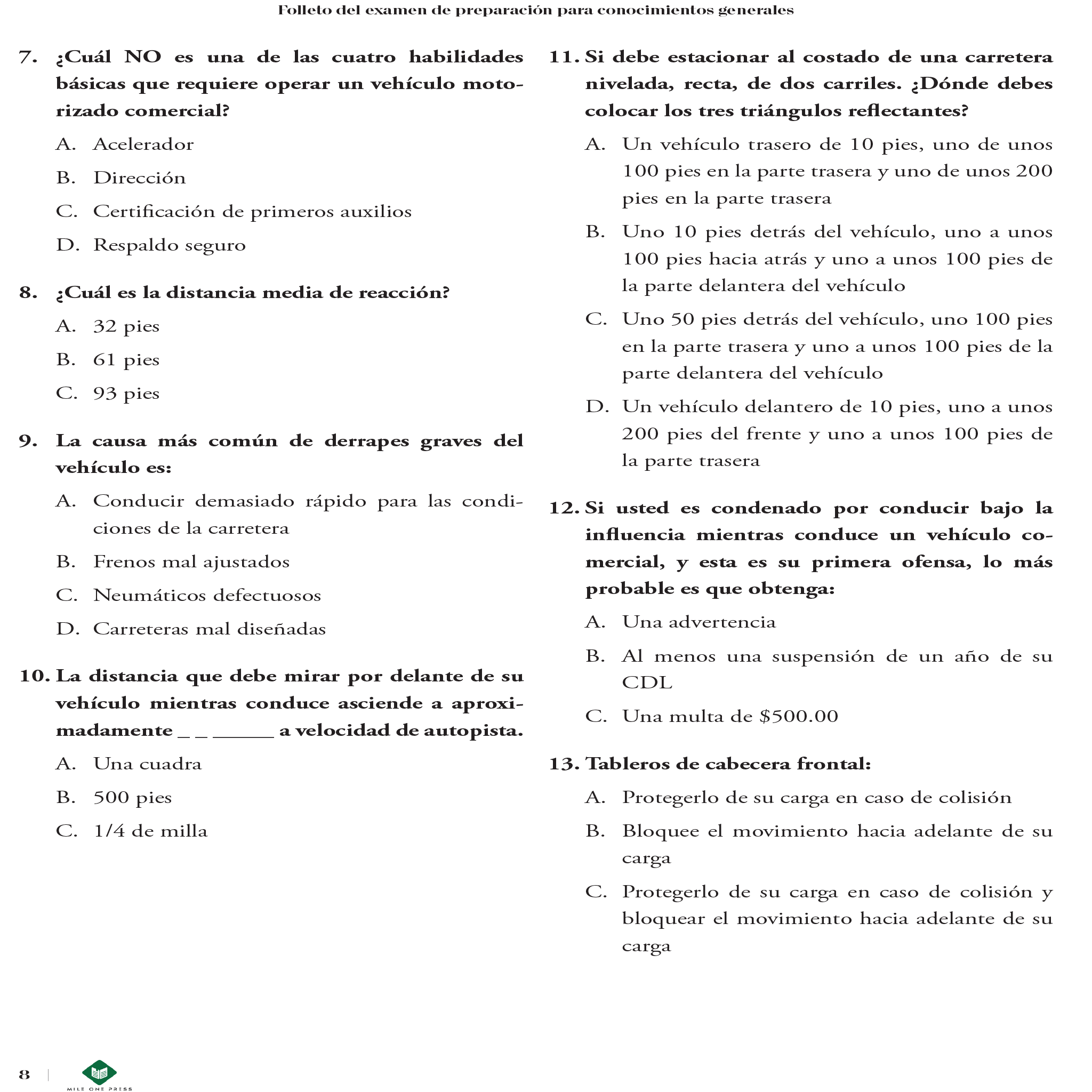 Examen de preparación para la CDL: Conocimientos Generales
