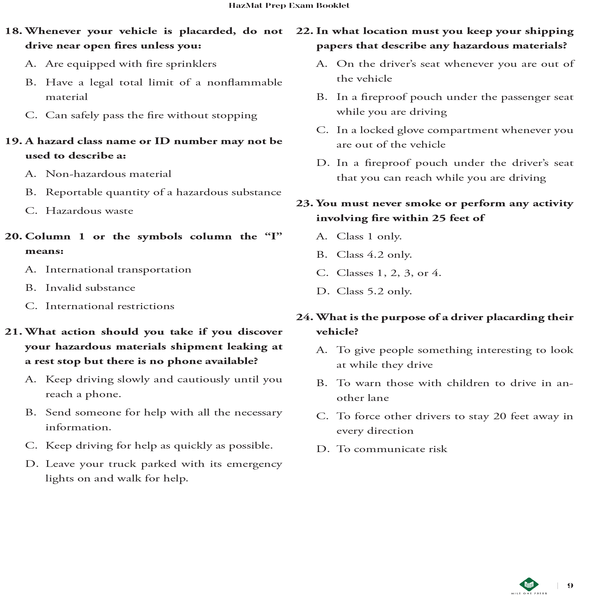 EXAMEN DE PREPARACIÓN DE CDL: APROBACIÓN DE MATERIALES PELIGROSOS