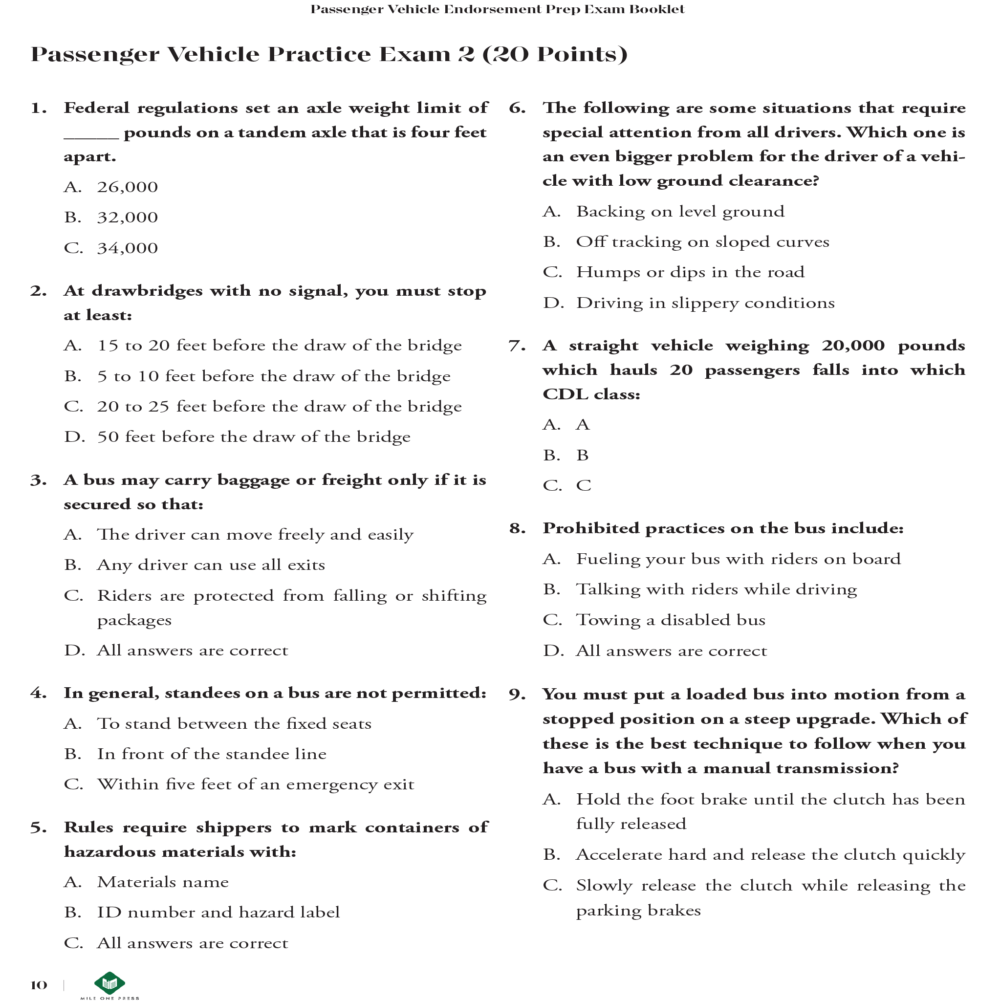 EXAMEN DE PREPARACIÓN DE CDL: APROBACIÓN DE PASAJERO